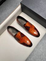 Berluti Brown calfskin Leather Shoes-Berluti Man Business Leather Shoes